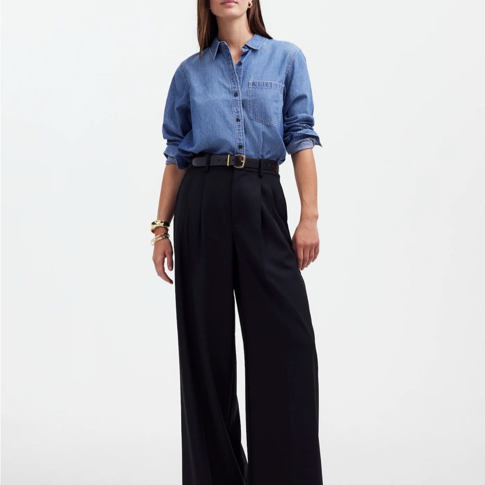 Madewell the harlow superwide leg trouser in brushed twill